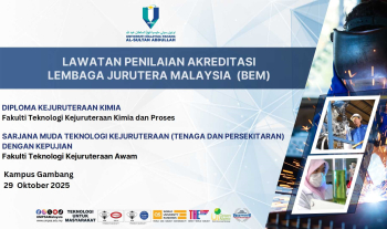Lawatan Penilaian Akreditasi oleh Engineering Technology Accreditation Council (ETAC) di bawah Lembaga Jurutera Malaysia (BEM) pada 29 Oktober 2025 bagi program Sarjana Muda Teknologi Kejuruteraan (Tenaga &amp; Persekitaran) FTKA, UMPSA